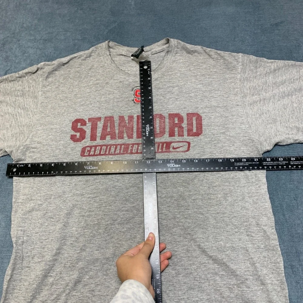 Nike Team Stanford Cardinal Football Shirt Mens Medium Heather Gray Swoosh Logo